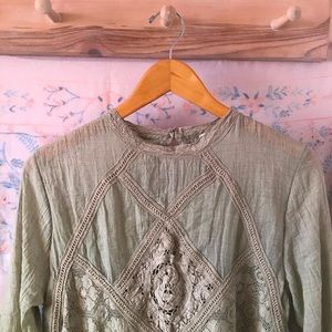 Umgee USA Long Sleeve Light Green Dress